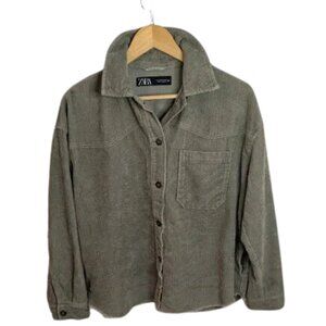 Zara Lagenlook Olive Green Cotton Corduroy Oversized Shacket | Size S | Boho